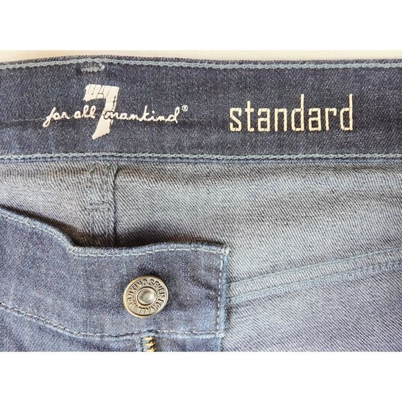 7 For All Mankind Size 33X29 Mens Standard Straight Blue Denim 5 Pocket Jeans - Picture 4 of 11